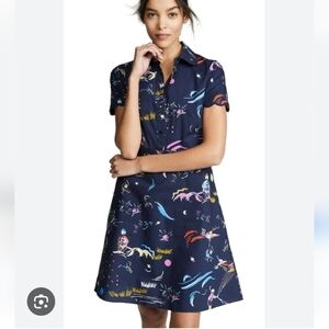 Tory Burch Navy and Multicolor Printed Dress